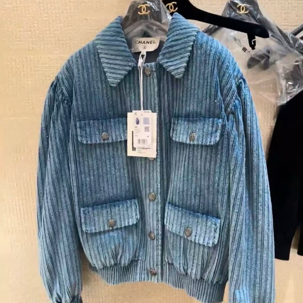 Chanel Blue Ribbed Jacket